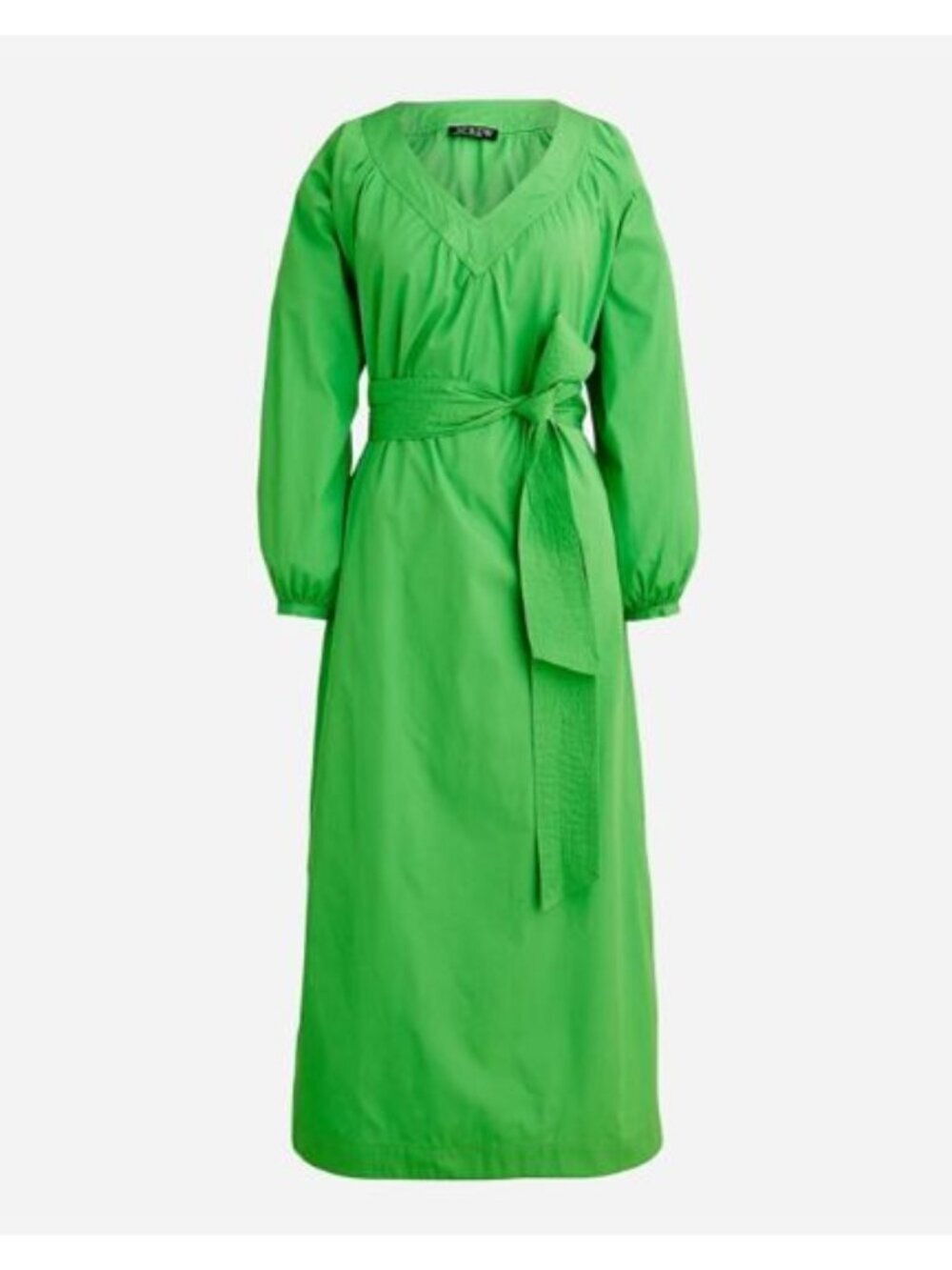 J. Crew Kelly Green Tie-Waist Cotton Poplin Dress